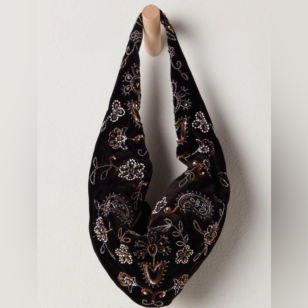 NEW NWT Free People Nashville Nights Bead Bag Black